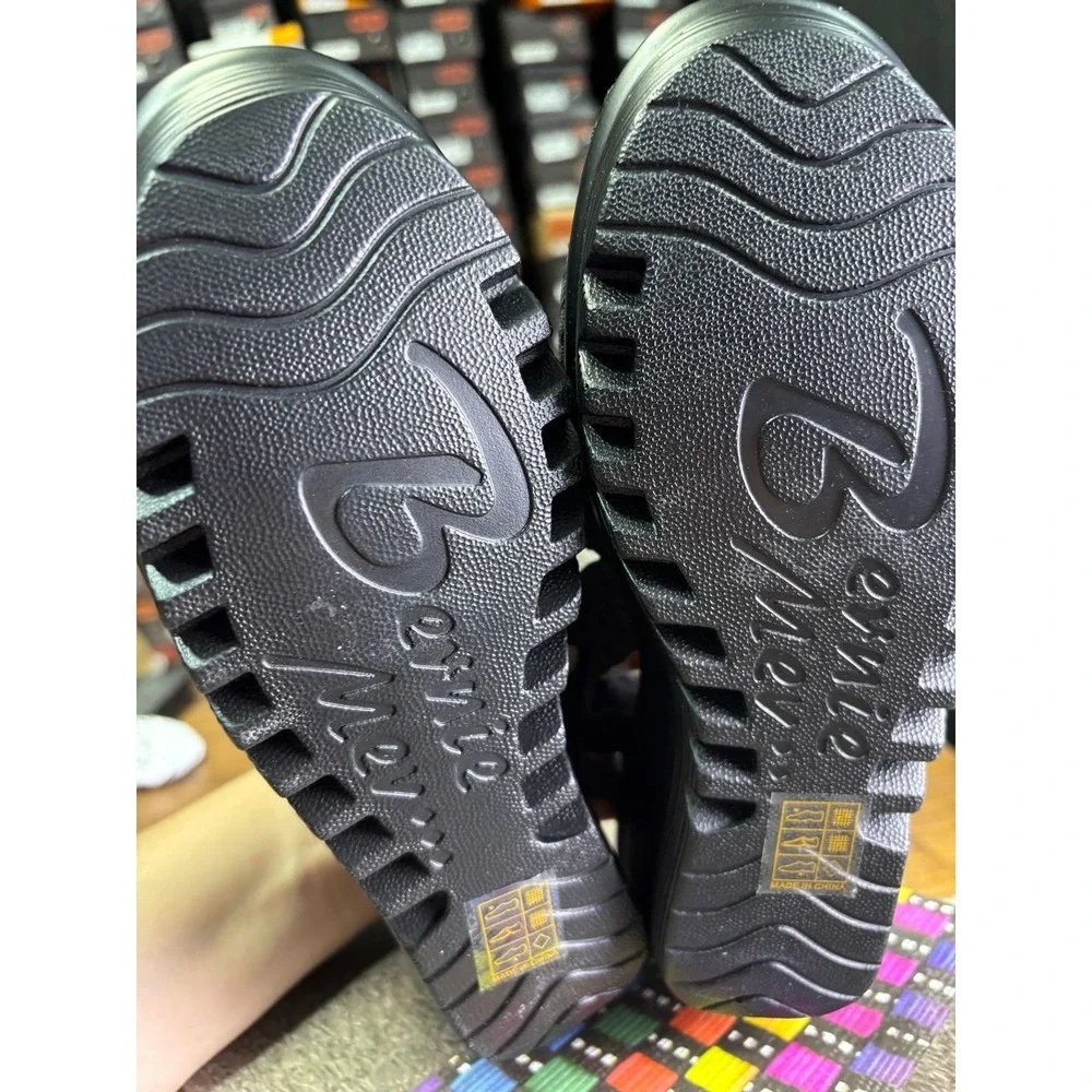 Bernie Mev Fame Black Woven Elastic Wedge Sandals Womens Size 38 US 7.5